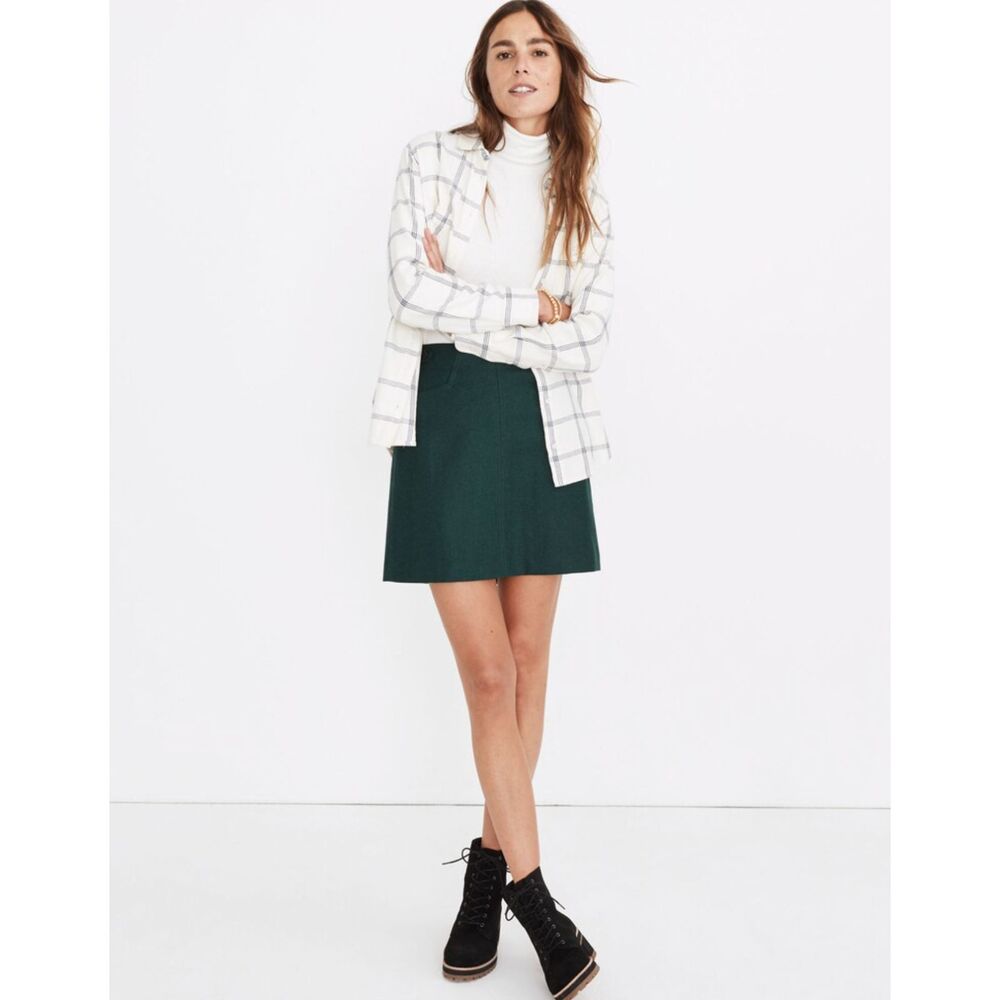NWT Madewell Assembly A-Line Mini Skirt in Vivid Forest Green - size 2